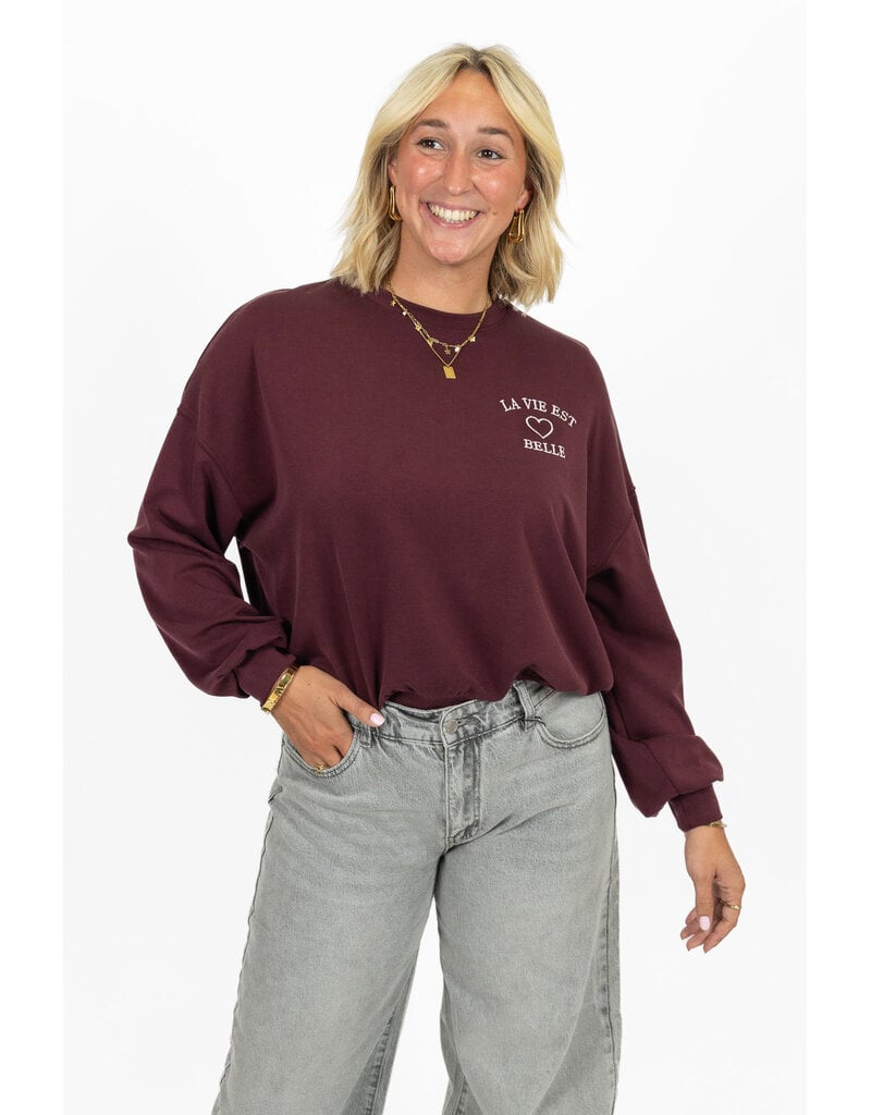 21Jewelz "La vie est belle" sweater - bordeaux