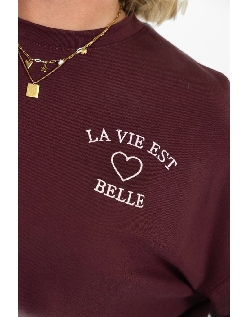 21Jewelz "La vie est belle" sweater - bordeaux