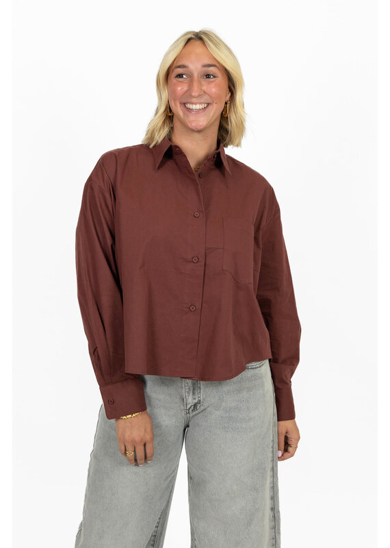21Jewelz Oversized blouse met zakje - bordeaux