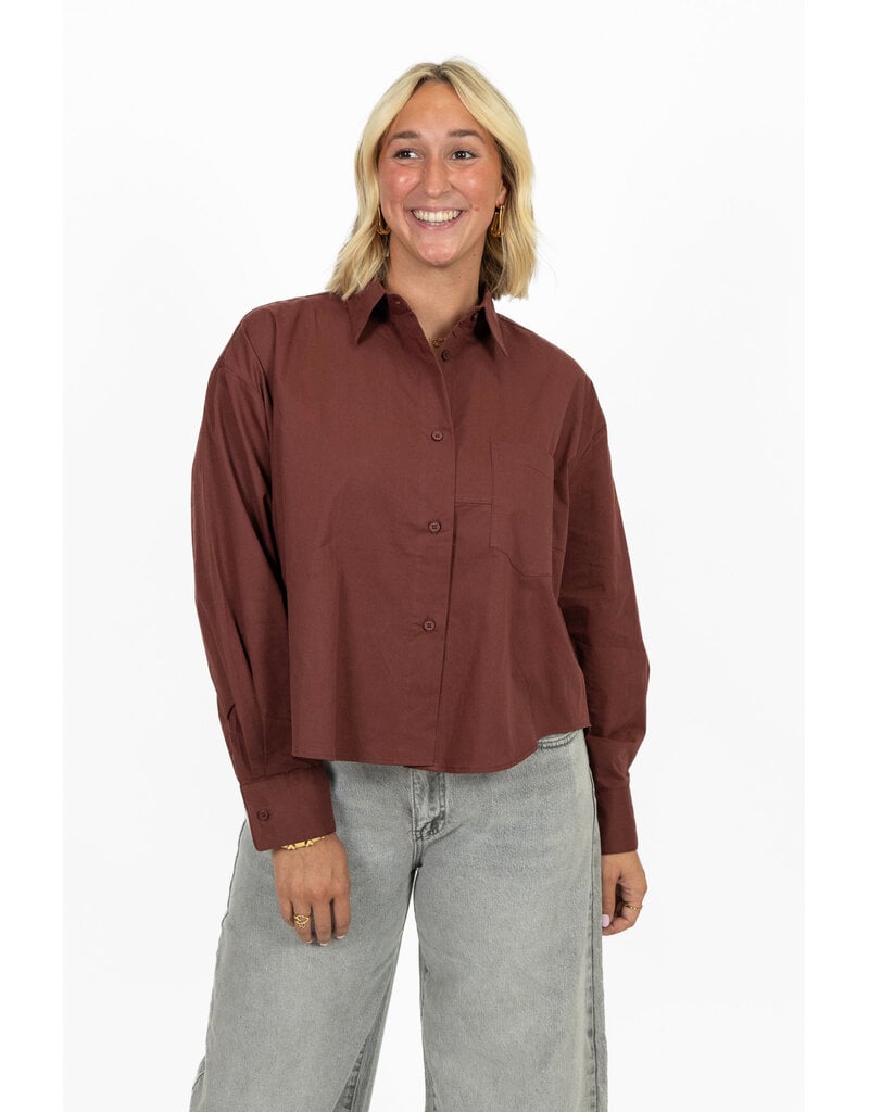 21Jewelz Oversized blouse met zakje - bordeaux