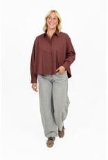 21Jewelz Oversized blouse met zakje - bordeaux