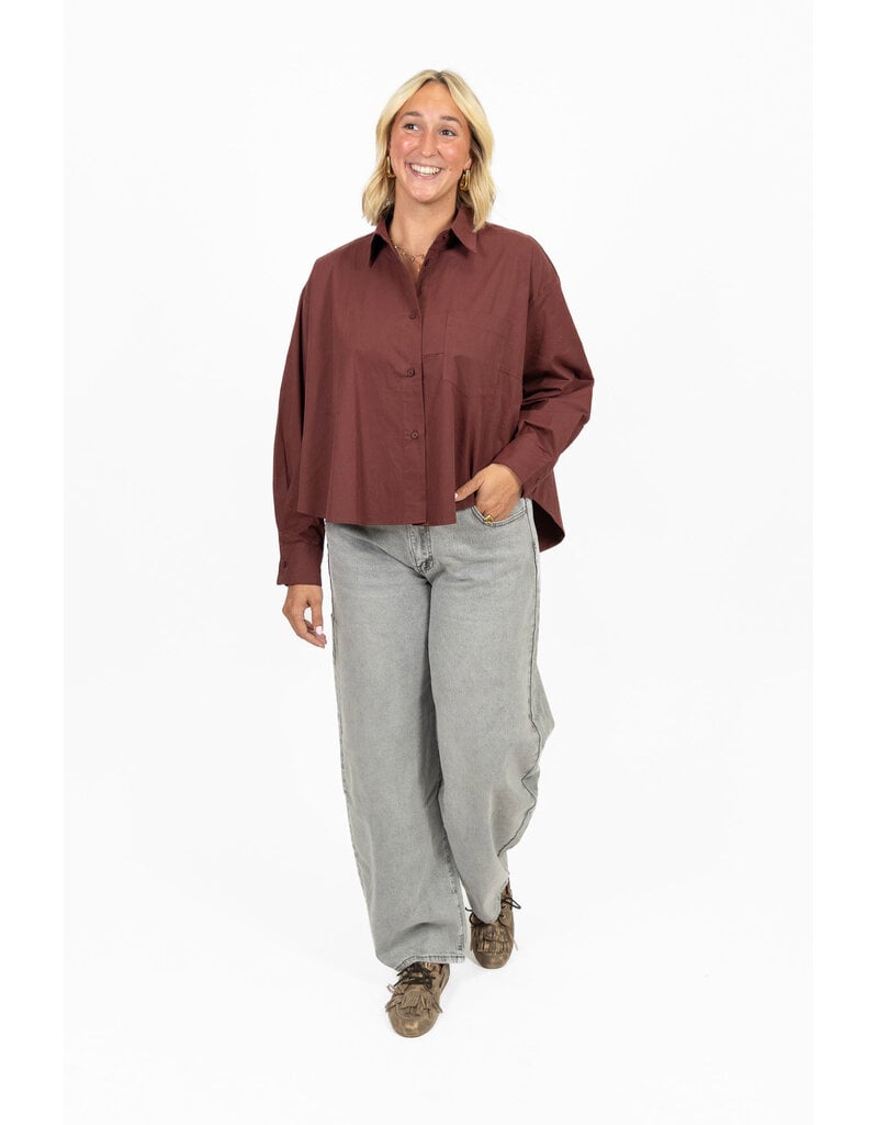 21Jewelz Oversized blouse met zakje - bordeaux