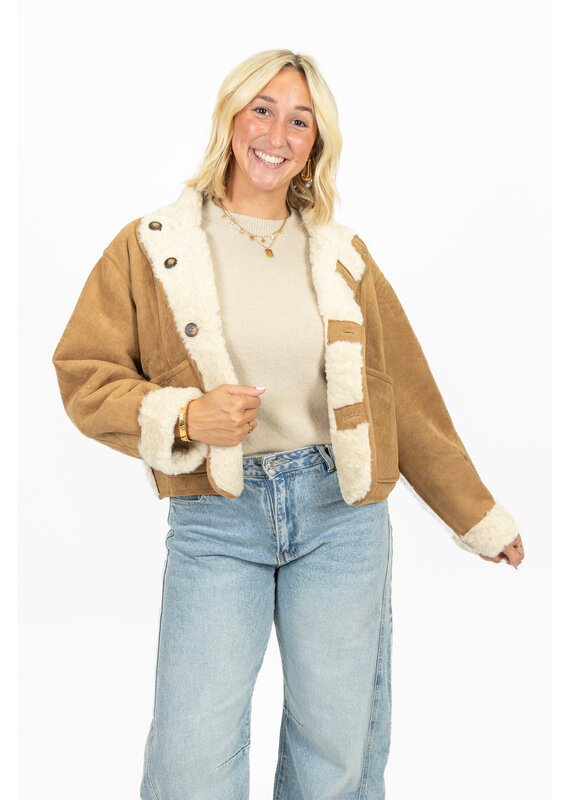 21Jewelz Dubbelzijdige jas met teddy - camel