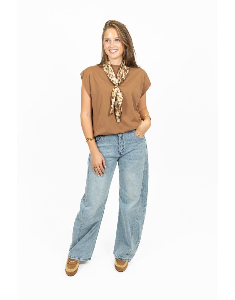 21Jewelz Mouwloze top met elastiek - camel