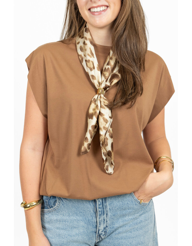 21Jewelz Mouwloze top met elastiek - camel