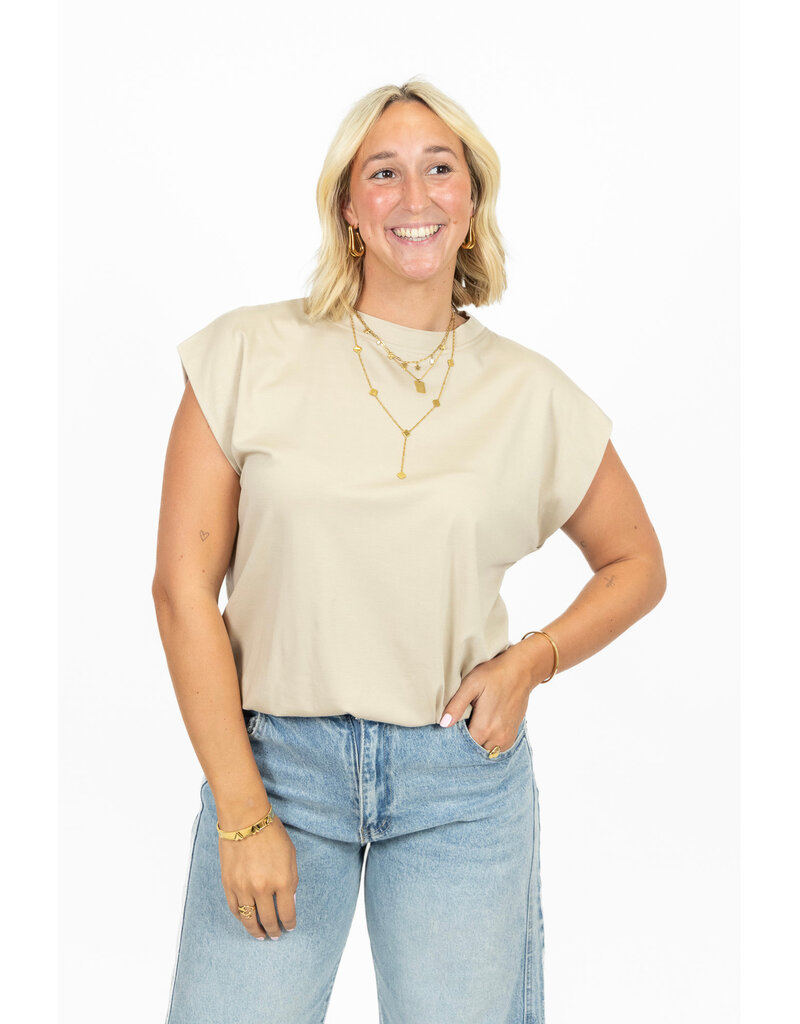 21Jewelz Mouwloze top met elastiek - beige
