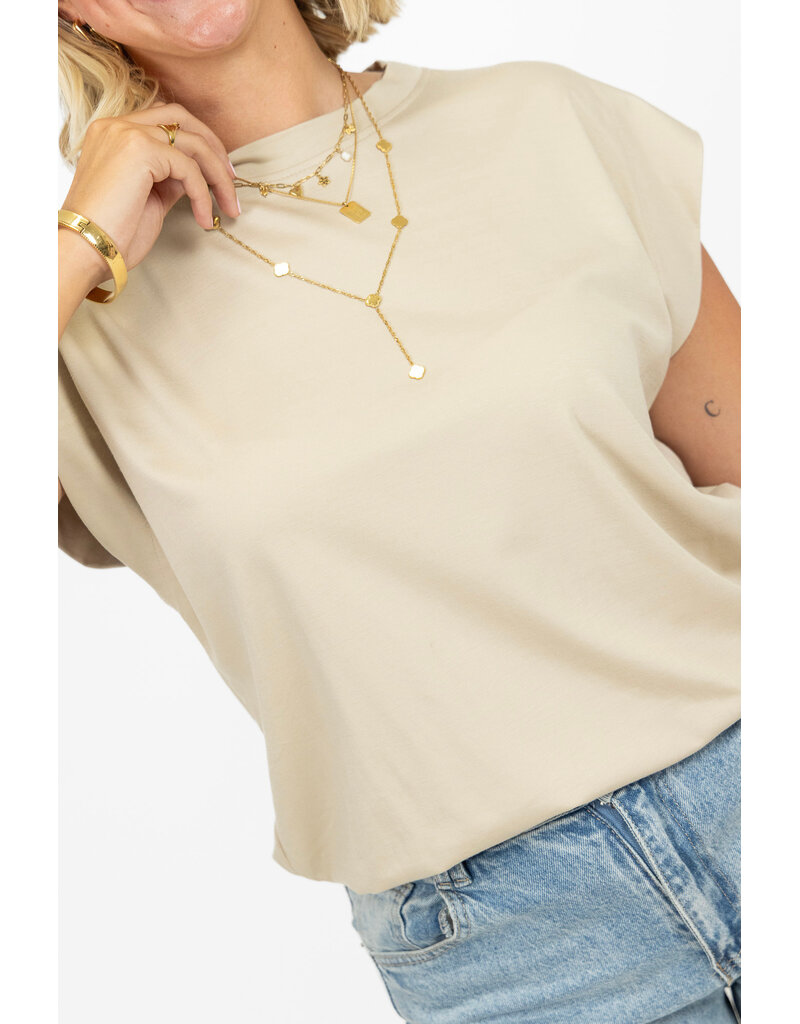 21Jewelz Mouwloze top met elastiek - beige