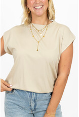 21Jewelz Mouwloze top met elastiek - beige