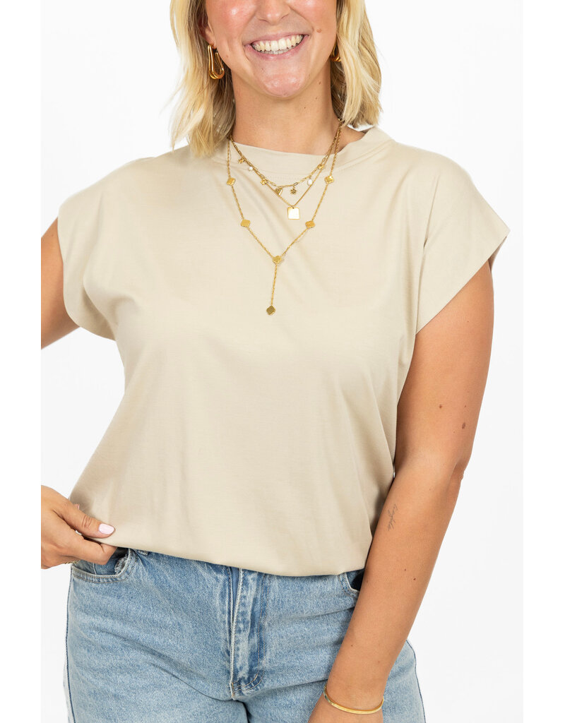 21Jewelz Mouwloze top met elastiek - beige