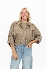 21Jewelz Suede-look jasje met gouden knoopjes - taupe