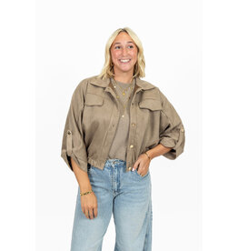 21Jewelz Suede-look jasje met gouden knoopjes - taupe