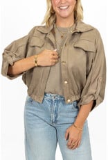 21Jewelz Suede-look jasje met gouden knoopjes - taupe