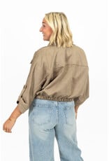 21Jewelz Suede-look jasje met gouden knoopjes - taupe