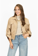 21Jewelz Suede-look jasje met gouden knoopjes - beige