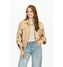 21Jewelz Suede-look jasje met gouden knoopjes - beige