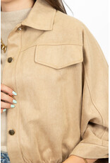21Jewelz Suede-look jasje met gouden knoopjes - beige