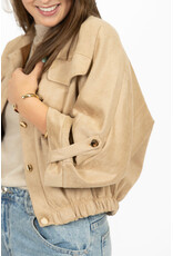 21Jewelz Suede-look jasje met gouden knoopjes - beige