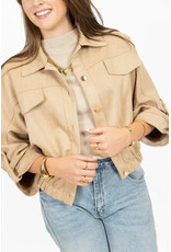 21Jewelz Suede-look jasje met gouden knoopjes - beige