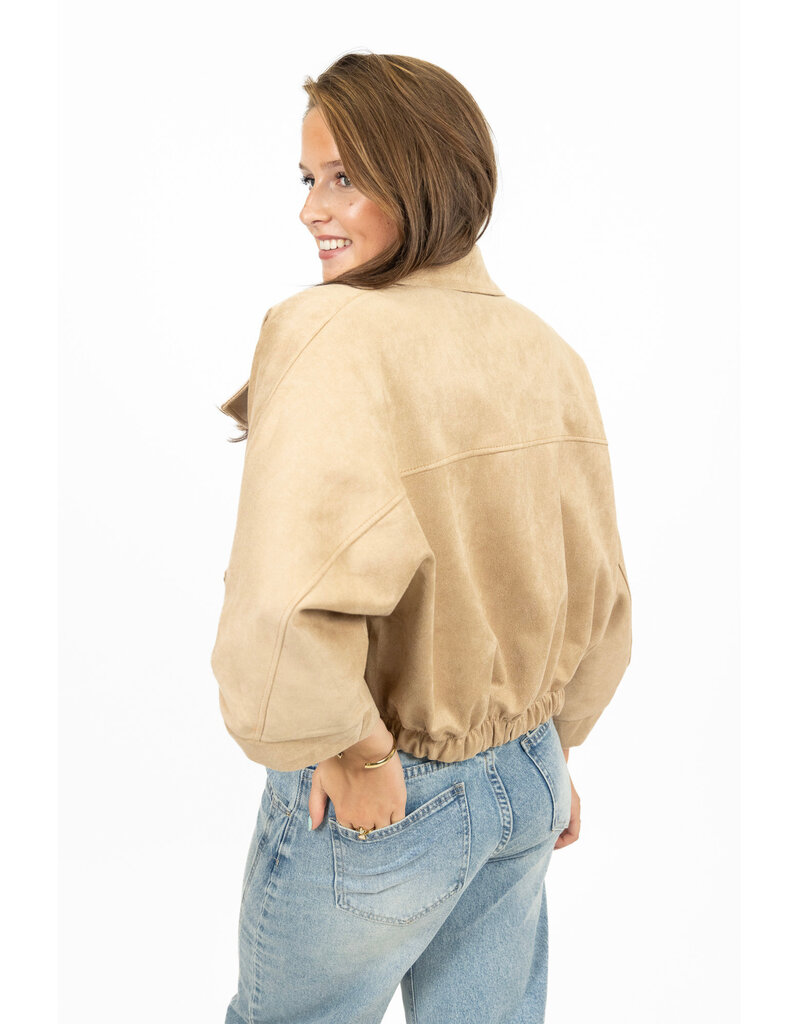 21Jewelz Suede-look jasje met gouden knoopjes - beige