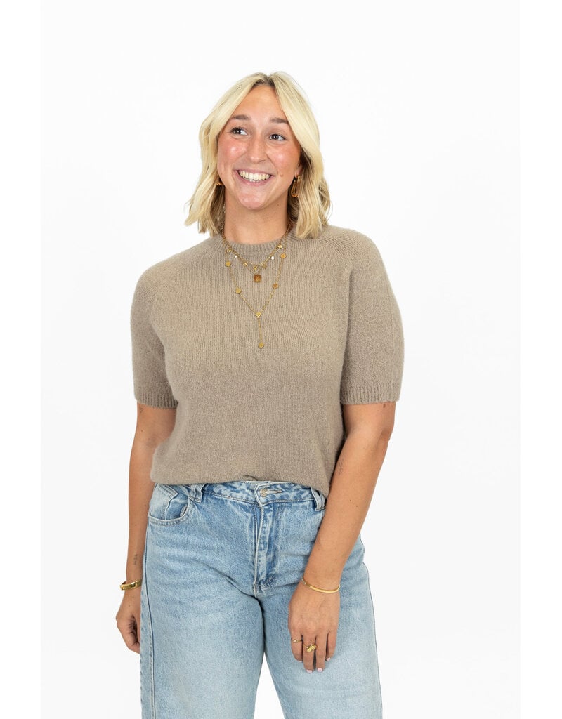21Jewelz Effen basic truitje met korte mouw - beige