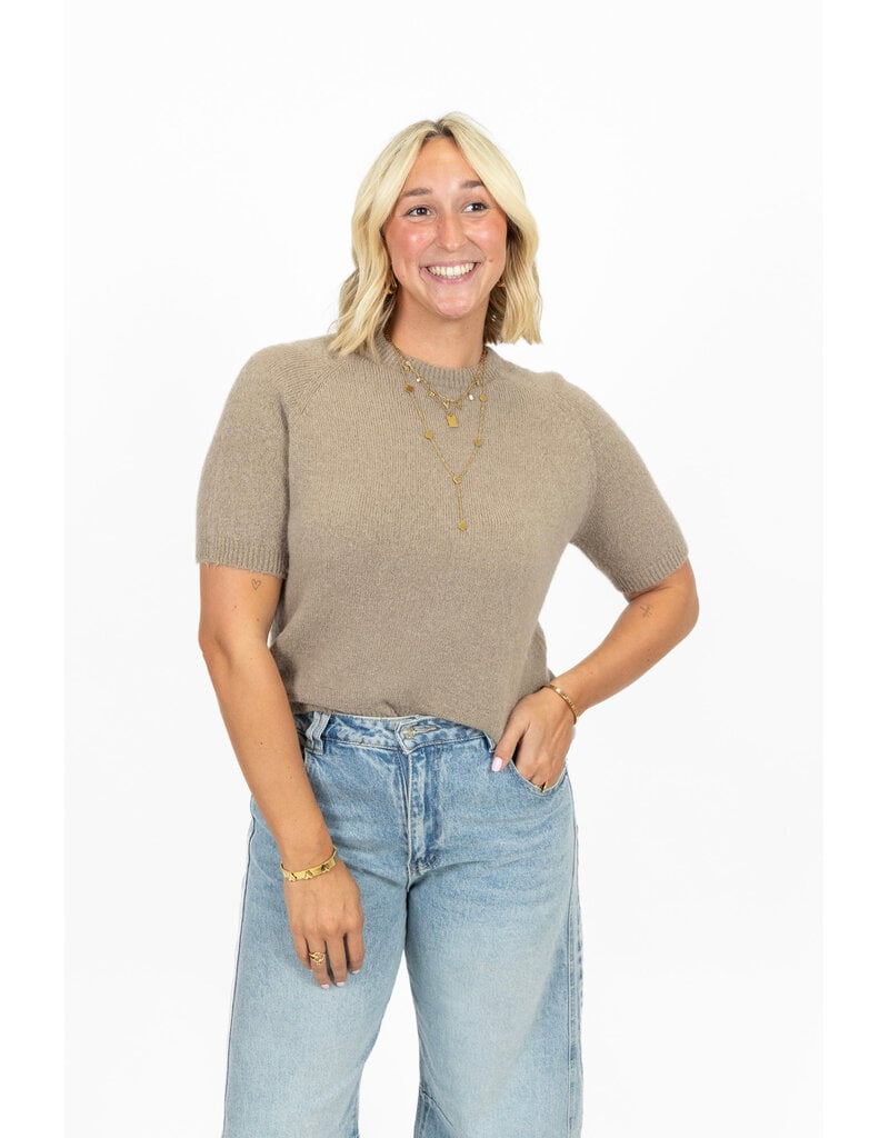 21Jewelz Effen basic truitje met korte mouw - beige