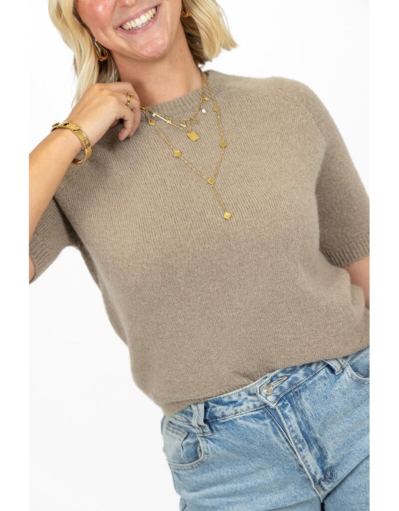 21Jewelz Effen basic truitje met korte mouw - beige