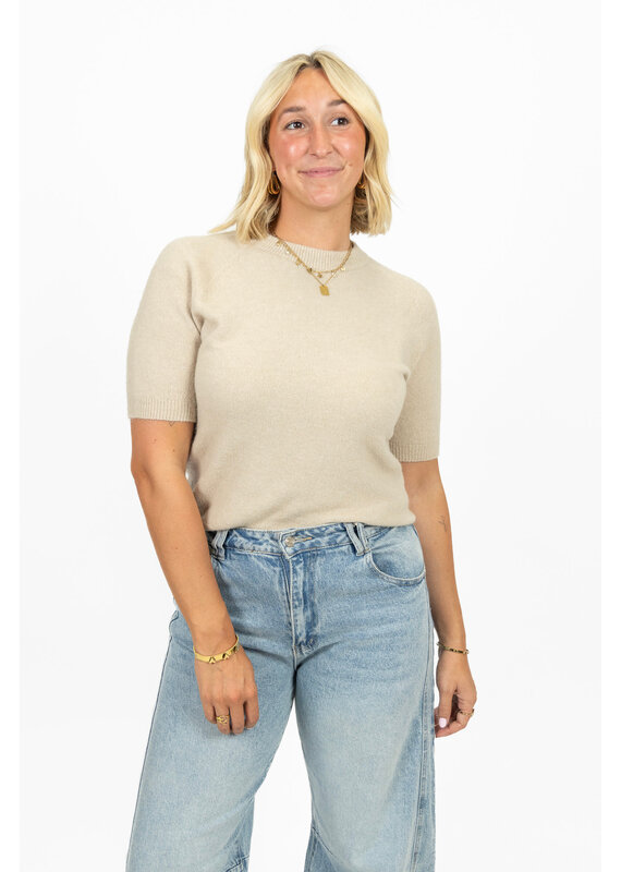 21Jewelz Zacht truitje met korte mouw - lichtbeige