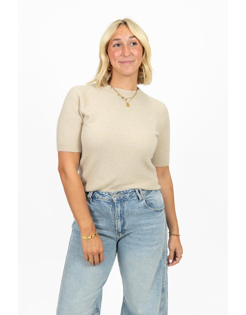 21Jewelz Zacht truitje met korte mouw - lichtbeige