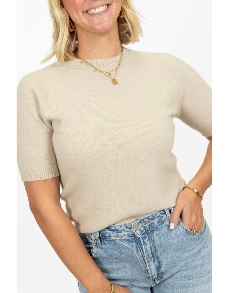 21Jewelz Zacht truitje met korte mouw - lichtbeige