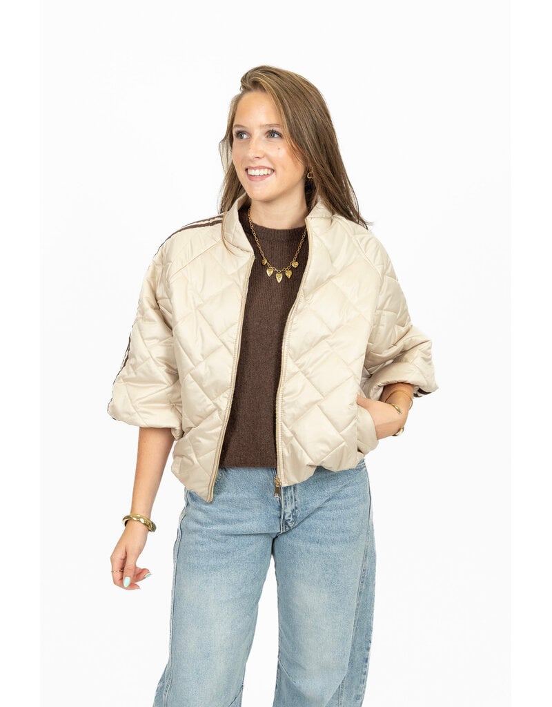 21Jewelz Gewatteerd jasje met strepen - beige/bruin
