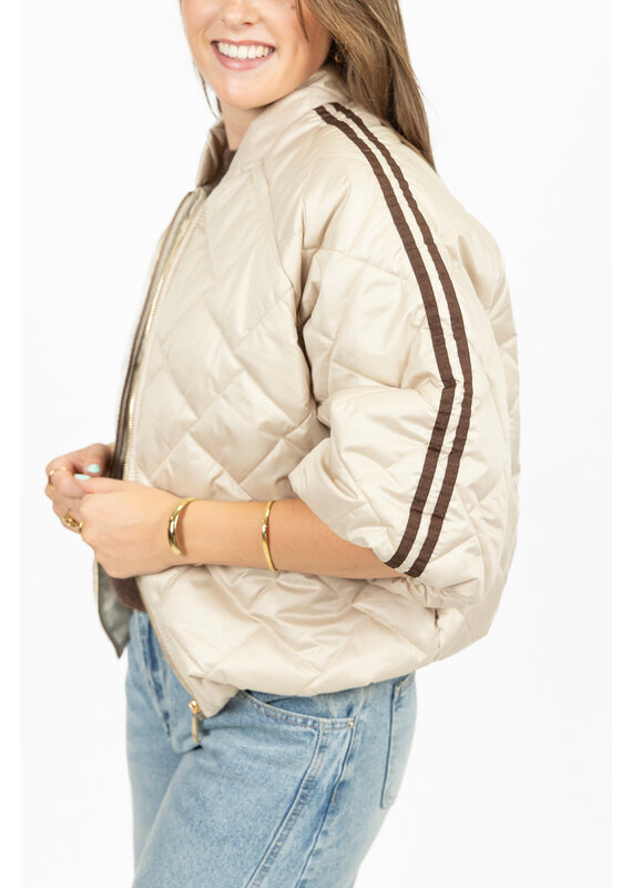21Jewelz Gewatteerd jasje met strepen - beige/bruin