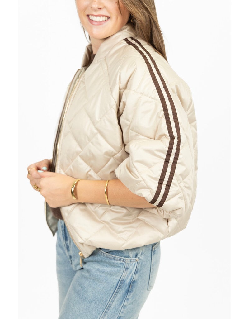 21Jewelz Gewatteerd jasje met strepen - beige/bruin