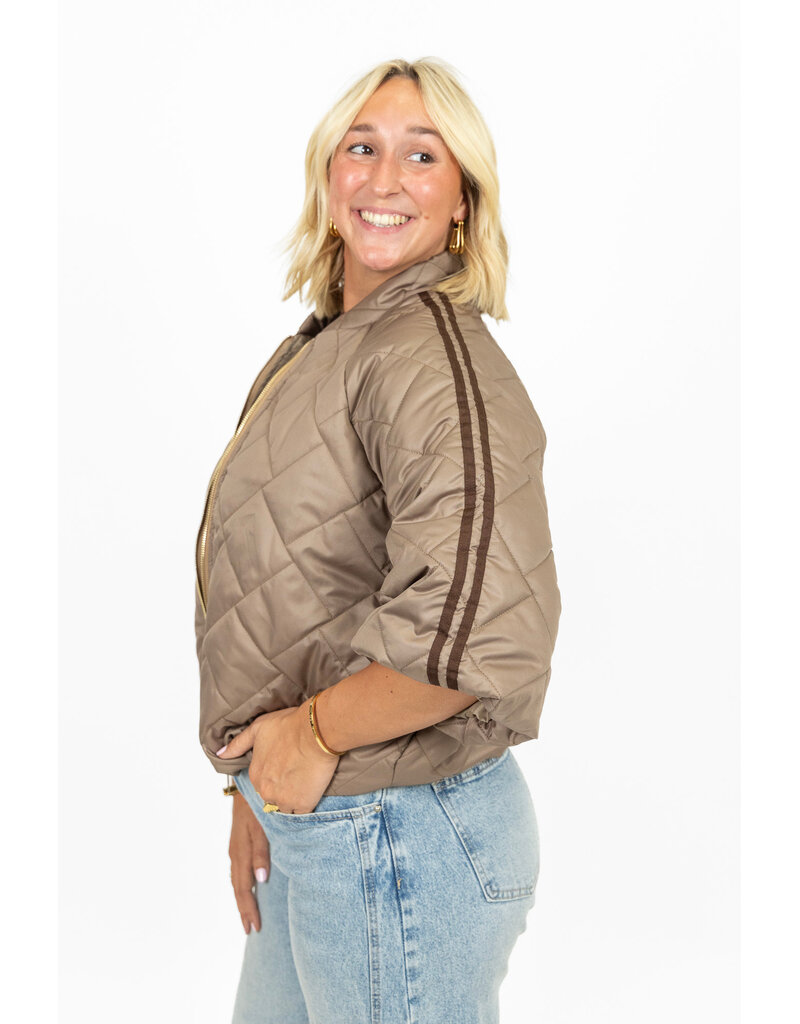 21Jewelz Gewatteerd jasje met strepen - taupe/bruin