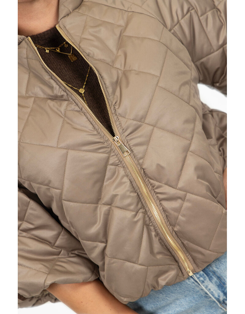 21Jewelz Gewatteerd jasje met strepen - taupe/bruin