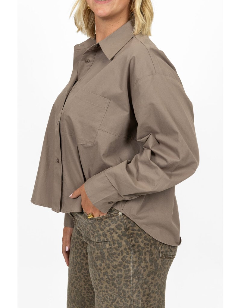 21Jewelz Oversized blouse met zakje - taupe