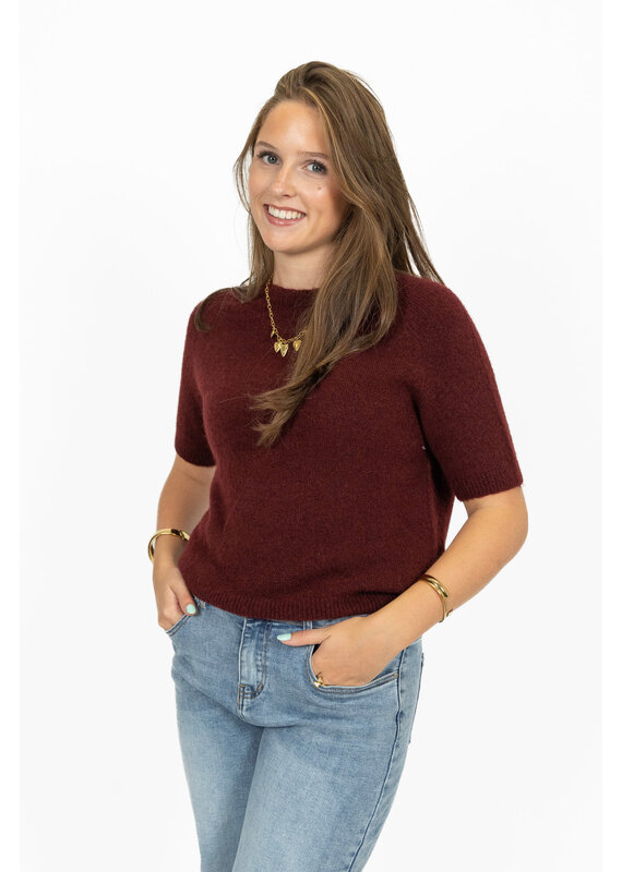 21Jewelz Effen basic truitje met korte mouw - bordeaux