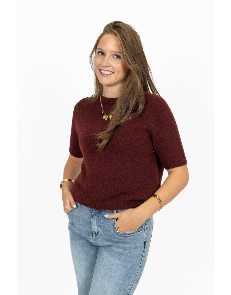 21Jewelz Effen basic truitje met korte mouw - bordeaux