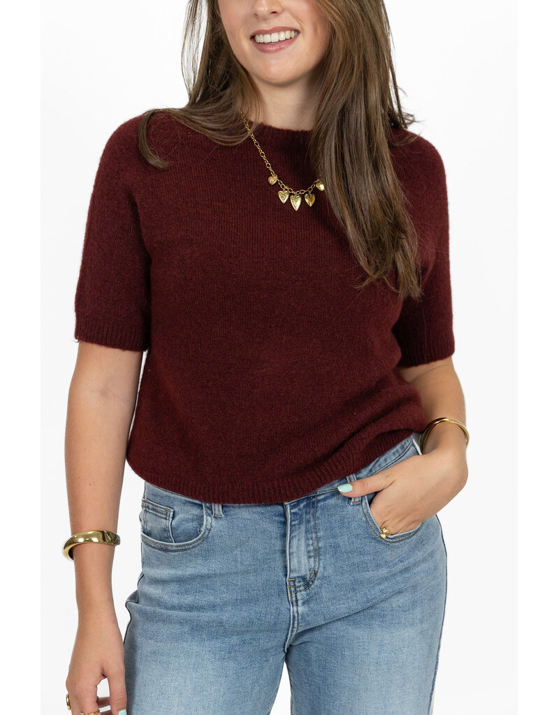 21Jewelz Effen basic truitje met korte mouw - bordeaux