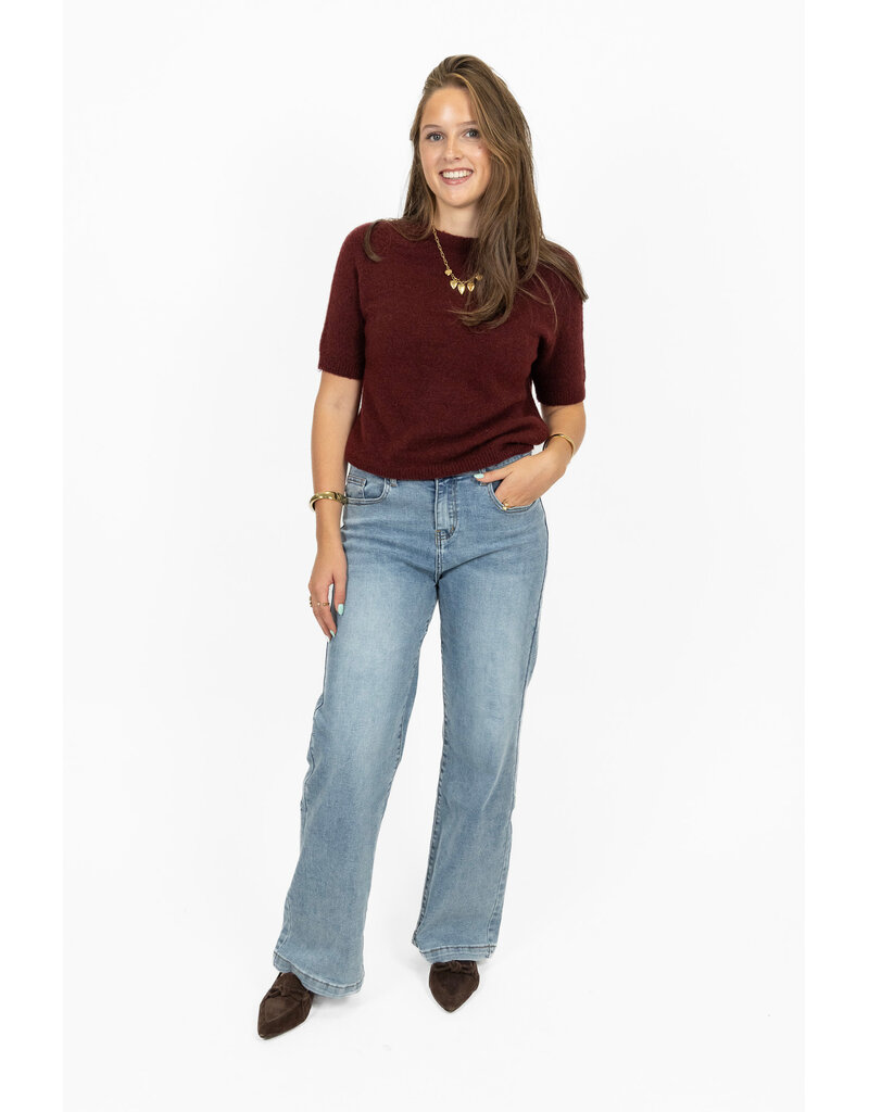 21Jewelz Effen basic truitje met korte mouw - bordeaux