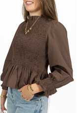 21Jewelz Gesmokte peplum top - bruin