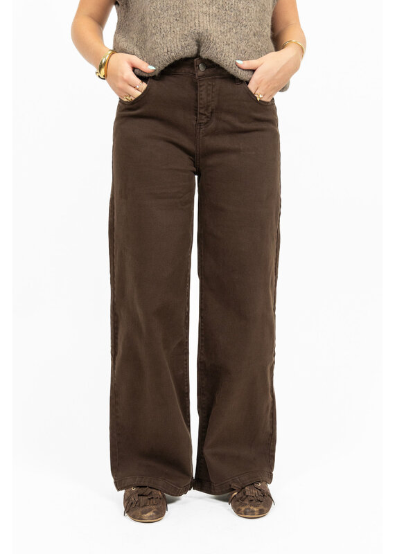 21Jewelz Stretch wide leg jeans - donkerbruin
