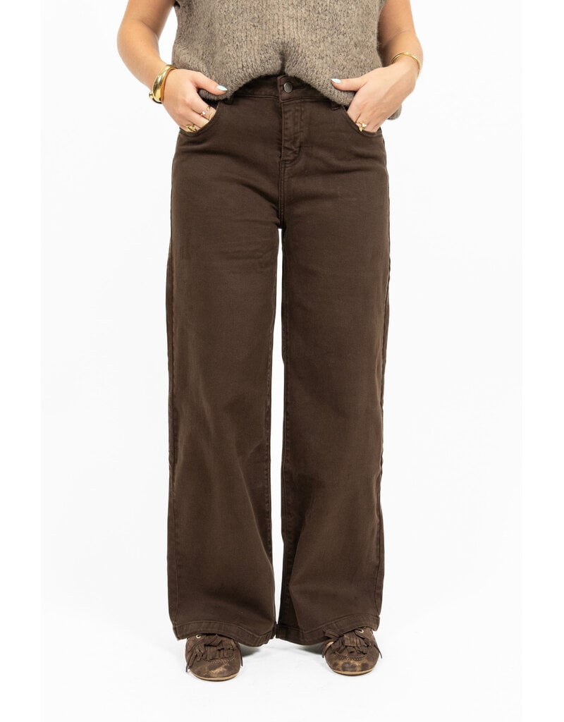 21Jewelz Stretch wide leg jeans - donkerbruin