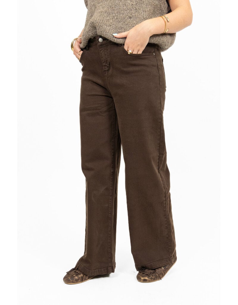21Jewelz Stretch wide leg jeans - donkerbruin
