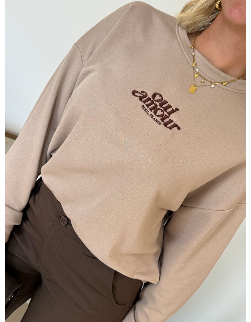21Jewelz "Oui Amour" sweater - taupe