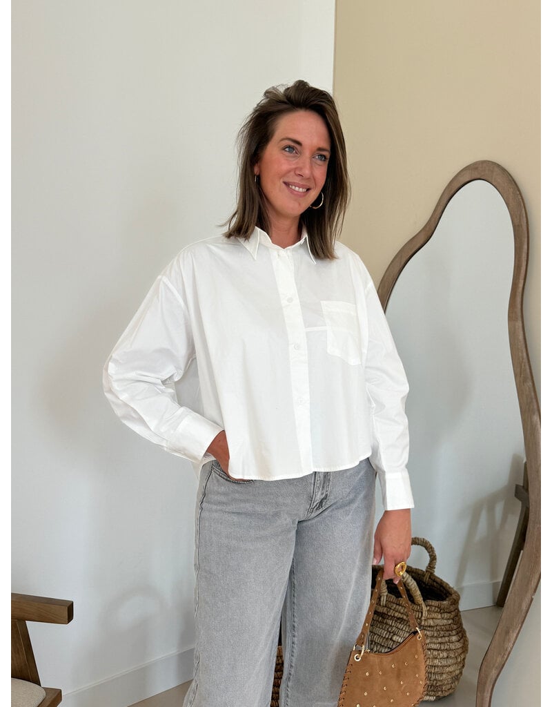 21Jewelz Oversized blouse met zakje - wit