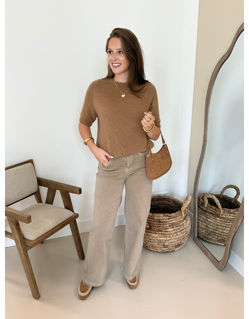 21Jewelz Effen basic truitje met korte mouw - camel