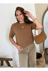 21Jewelz Effen basic truitje met korte mouw - camel