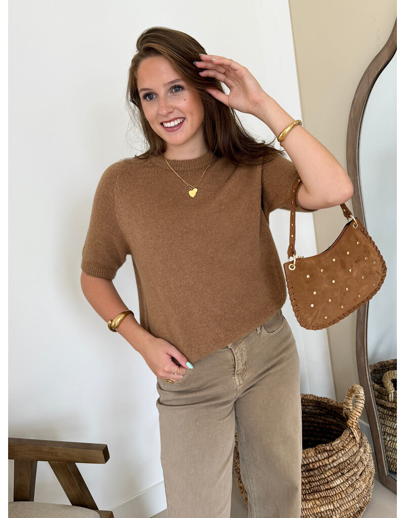 21Jewelz Effen basic truitje met korte mouw - camel