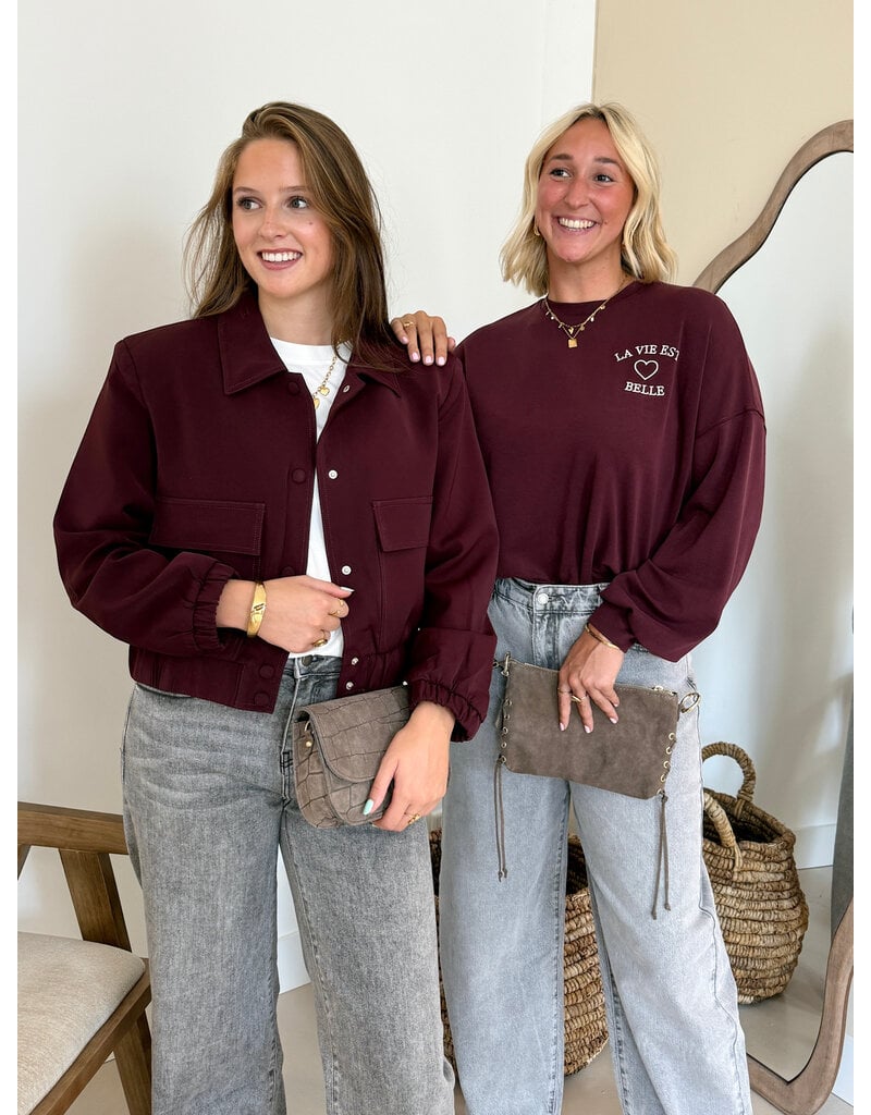 21Jewelz "La vie est belle" sweater - bordeaux