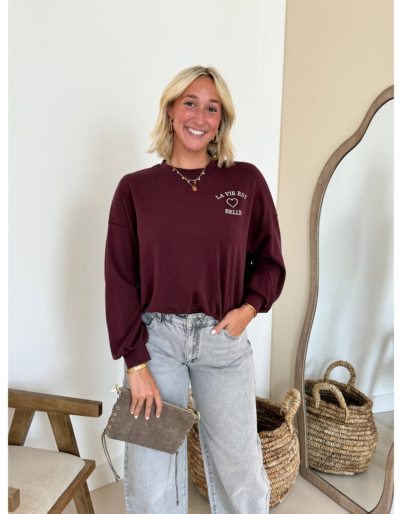 21Jewelz "La vie est belle" sweater - bordeaux